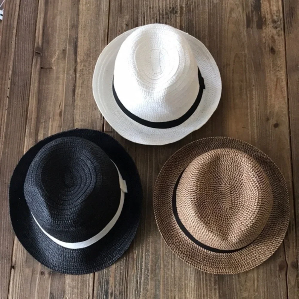 Hat Set White Black Brown Size aprox 20.7” paper/polyester Blend